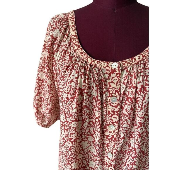Faherty CARMEL DRESS TANDOORI SPICE MIDI size L Floral Ditsy Button Front Short - Picture 9 of 14